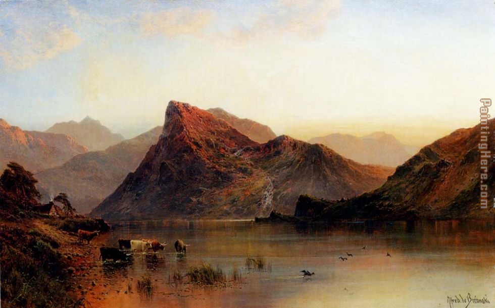 The Glydwr Mountains, Snowdon Valley, Wales painting - Alfred de Breanski The Glydwr Mountains, Snowdon Valley, Wales art painting